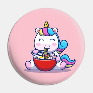 Cute Unicorn Eat Ramen Noodle Pin