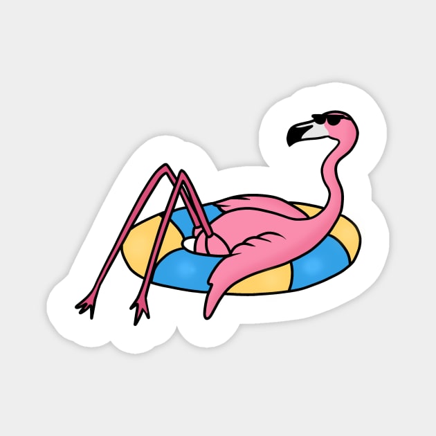 Funny Flamingo on Vacation, Love Flamingos Magnet by logiamerch