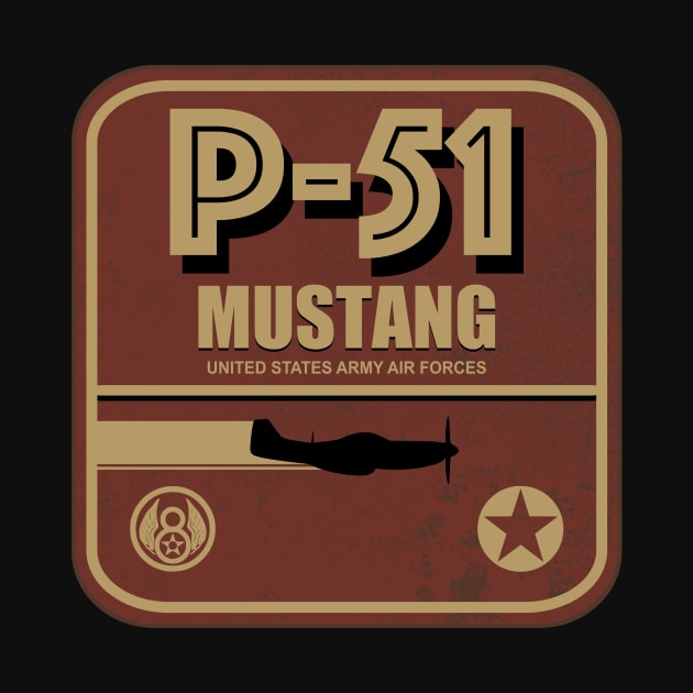 P-51 Mustang Retro Patch by Tailgunnerstudios