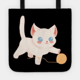 Funny And Cute Cat With A Ball Of Wool Tote