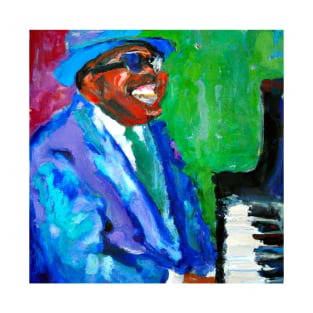 Blues and jazz pianist oil painting T-Shirt