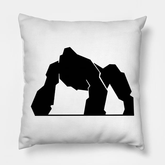 Blocky Silverback Gorilla Silhouette Pillow by SteamboatJoe