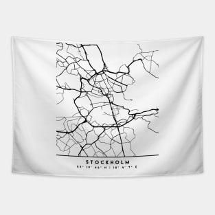 STOCKHOLM SWEDEN BLACK CITY STREET MAP ART Tapestry