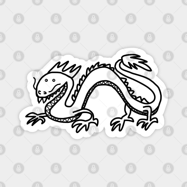 Dragon Line Drawing Magnet by ellenhenryart