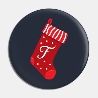 Christmas Stocking with Letter F Pin