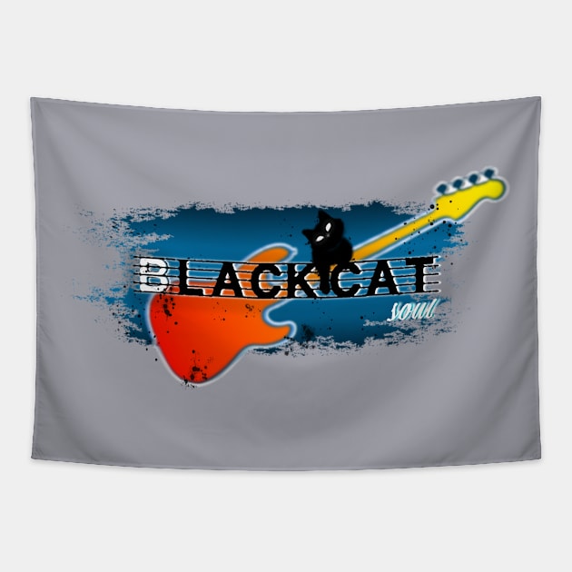 Black cat soul music Tapestry by Blacklinesw9