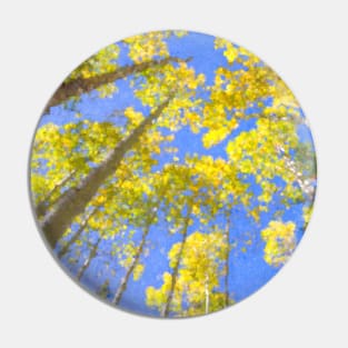 All the Way to the Sky - bright yellow fall leaves against a blue sky (impressionist style) Pin