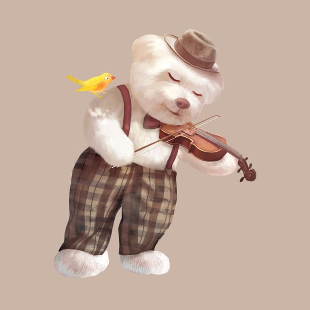 Smile Dog Playing Violin by zkozkohi