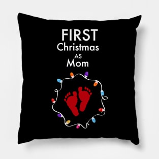 First Christmas as mom black Pillow