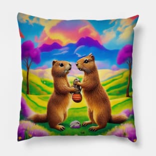 groundhog Valentines day Pillow