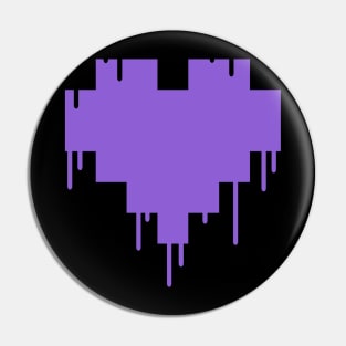 Purple Dripping Pixel Heart Pin