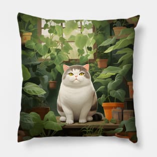 Purrfect Harmony: Cats and Plants Pillow