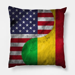 USA and Mali Dual Flag Yin Yang Combination Pillow