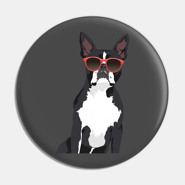 Cool Hipster Black and White Boston Terrier T-Shirt for Dog Lovers Pin by riin92
