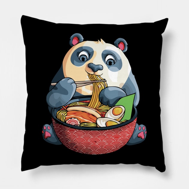 Kawaii Panda Noodles Cute Anime Panda Ramen Otaku Weeaboo Pillow by ScrewpierDesign