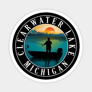 Clearwater Lake Fishing Michigan Sunset Magnet