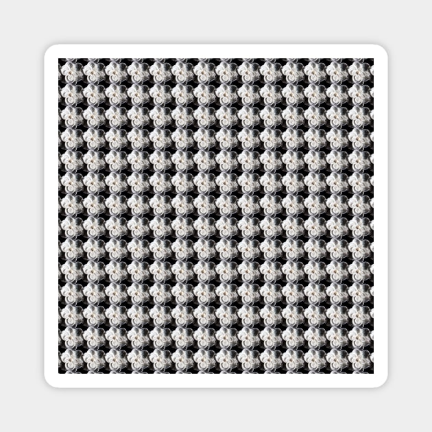 Black and White Beaded Floral Fashion Pattern Magnet by annaleebeer