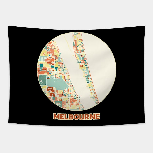 Melbourne Florida map in mozaique colors Tapestry by SerenityByAlex