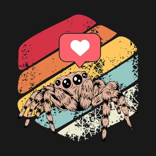 Retro Vintage Style Arachnid Pet Jumping Spider Red Heart Love T-Shirt