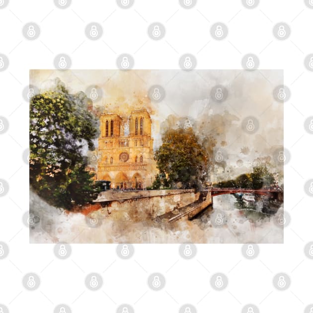 Notre-Dame de Paris Watercolor 03 by SPJE Illustration Photography