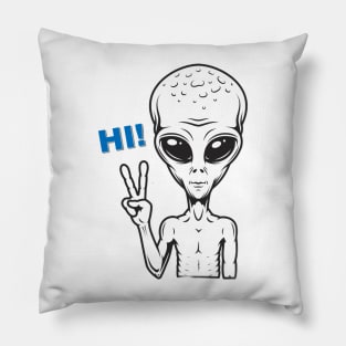 Alien saying Hi Pillow