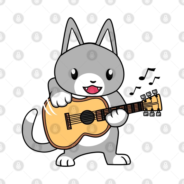 CAT PLAY GUITAR CARTOON by beanbeardy