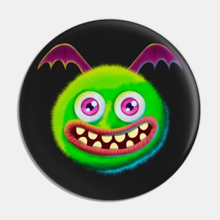 Fluffy green monster Pin