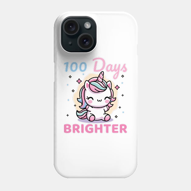 100 Days Brighter 100th Day of School Phone Case by JS Arts