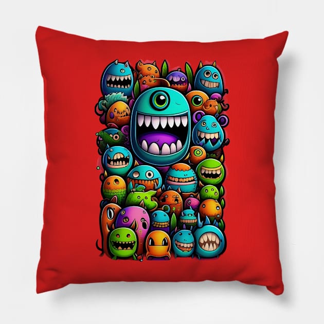 MONSTER BLUE Pillow by abdenouri