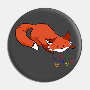Fox Player With Polyhedral Dice Pin