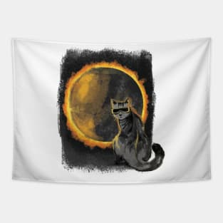 Funny Cat Solar Eclipse Tapestry