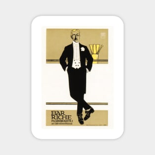 Gentleman BAR RICHE Lithograph Art Deco by Hans Rudi Erdt 1907 Vintage Advertising Magnet
