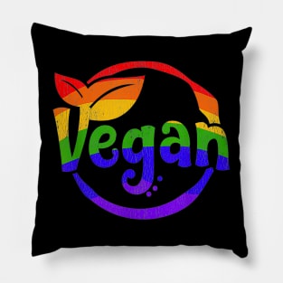 Gay pride vegan lgbtq rainbow Pillow