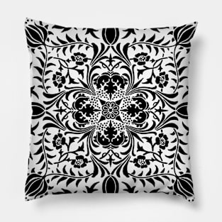 Vine Pattern Black and White Pillow