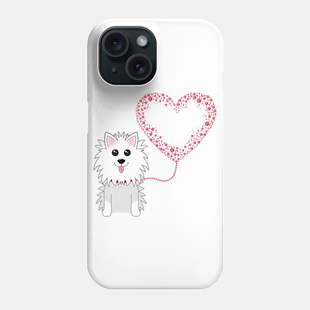 Dog with Paw-Print Heart Balloon Phone Case by Designs_by_KC