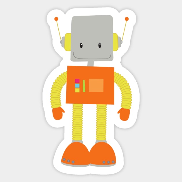 Cute Robot, Funny Robot, Silly Robot, Robotics - Cute Robot - Sticker