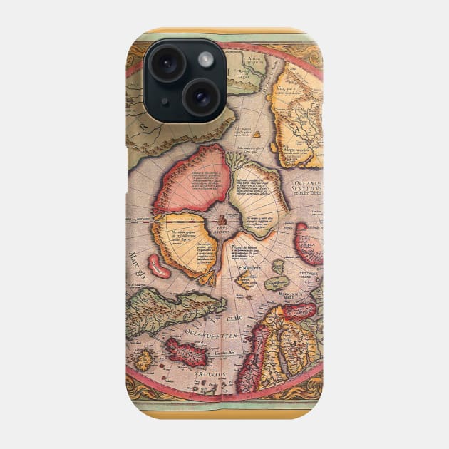 Antique Map of the North Pole Map by Gerardus Mercator Phone Case by MasterpieceCafe