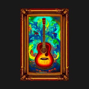 Acoustic Guitar Oil Painting Style Digital Art T-Shirt