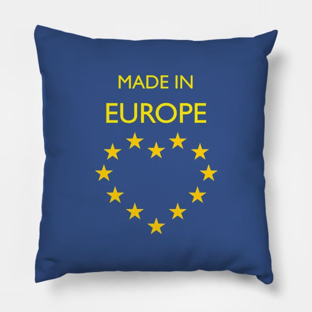 Made in Europe (with love) Pillow by Blacklinesw9