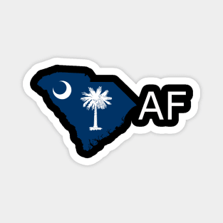 South Carolina Flag State Outline AF (white) Magnet