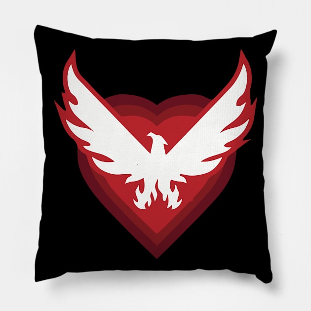 Loveheart Phoenix Pillow by JHughesArt