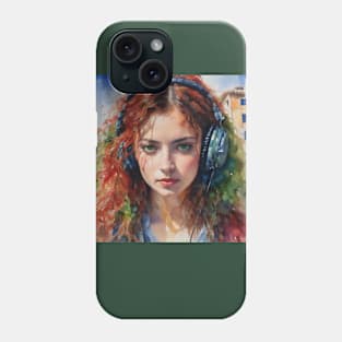 girl with headphone Phone Case