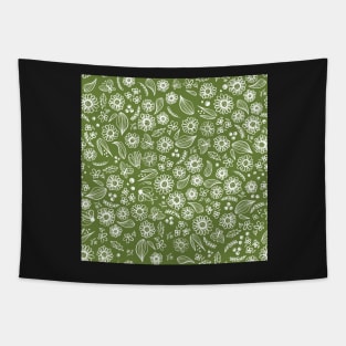 Floral Sketch Green Tapestry