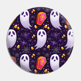 Ghosts Bats Candy Corn Fun Halloween Cute Spooky Design Pin