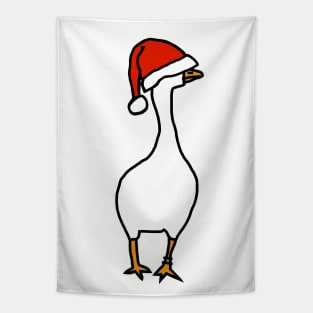 Gaming Goose Wears Stolen Christmas Santa Hat Tapestry