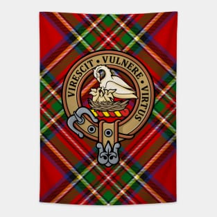 Clan Stewart Crest over Royal Tartan Tapestry