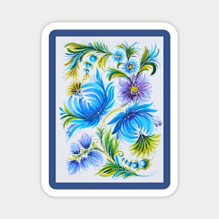 Blue flowers Watercolor Painting Magnet