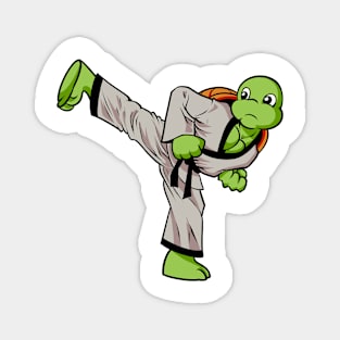 Cartoon turtle doing hapkido Magnet