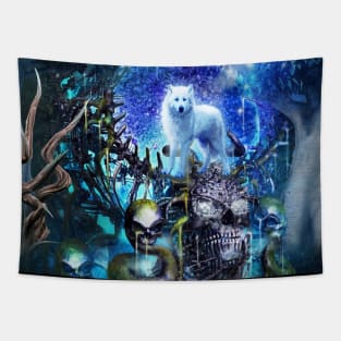 Awesome wolf in a fantasy world Tapestry