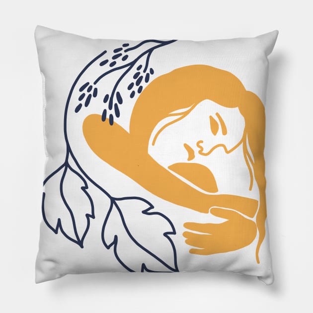 Mother and Child Illustrations Pillow by NJORDUR